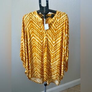Cato Mustard Chevron Blouse
